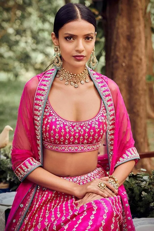 Pink_Embroidered_Semi_Stitched_Lehenga_Choli__For_Women
