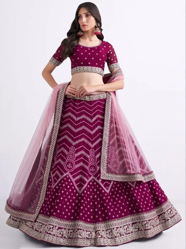 Purple_Embroidered_Semi_Stitched_Lehenga_Choli__For_Women