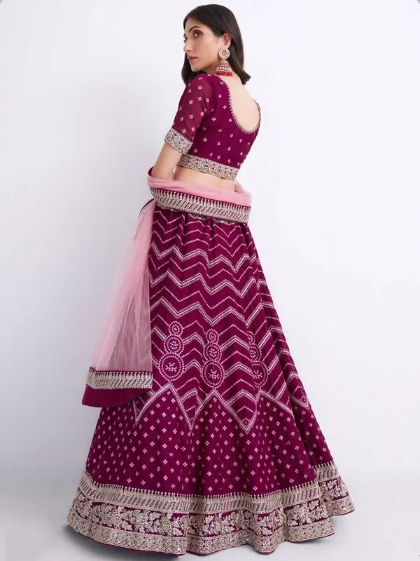 Purple_Embroidered_Semi_Stitched_Lehenga_Choli__For_Women