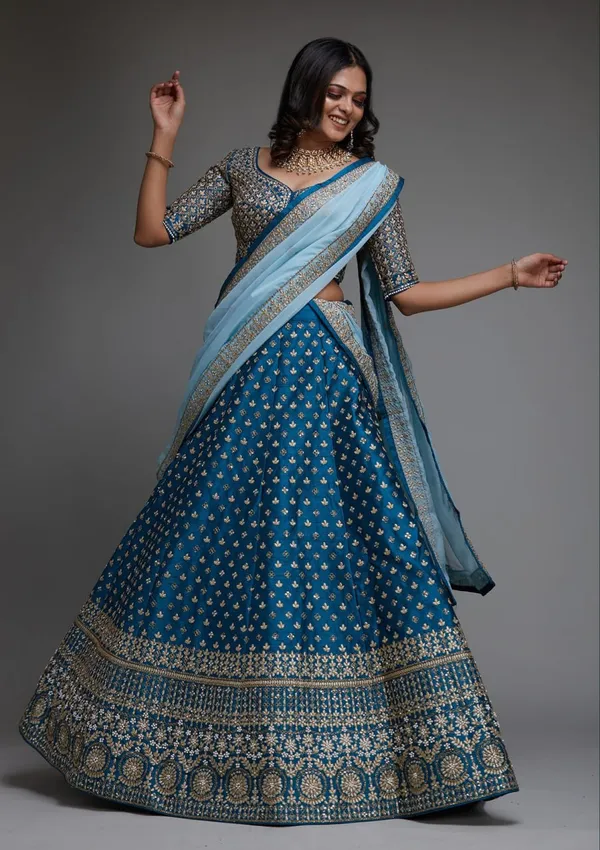 Blue_Latest_Designer_Banglory_Silk_Embroidery_Work_Semi-Stiched_Lehenga_Choli_For_Women