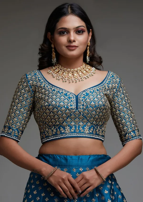 Blue_Latest_Designer_Banglory_Silk_Embroidery_Work_Semi-Stiched_Lehenga_Choli_For_Women