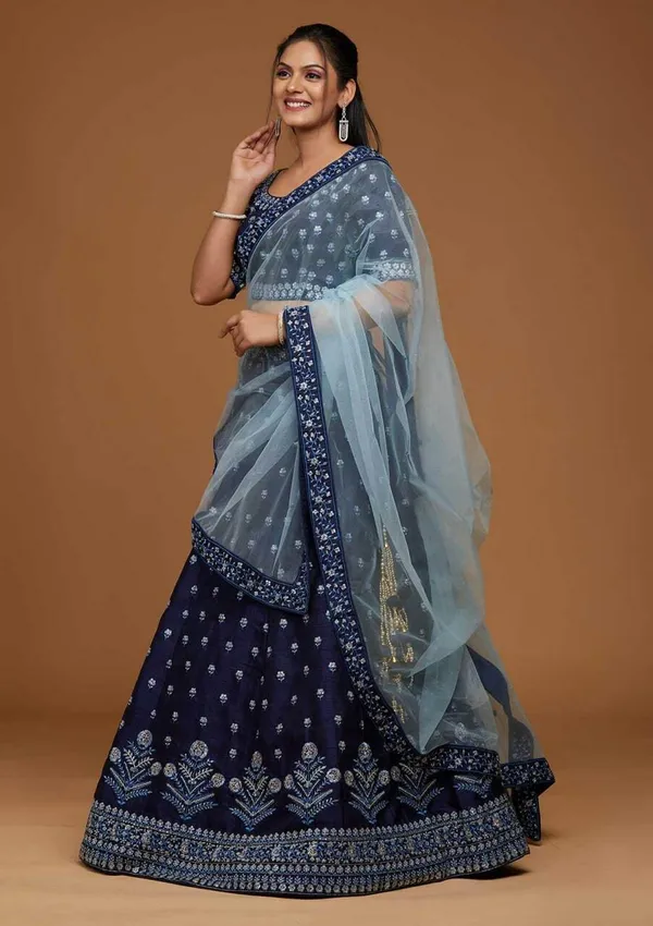 Blue_Embroidered_Semi_Stitched_Lehenga_Choli__For_Women
