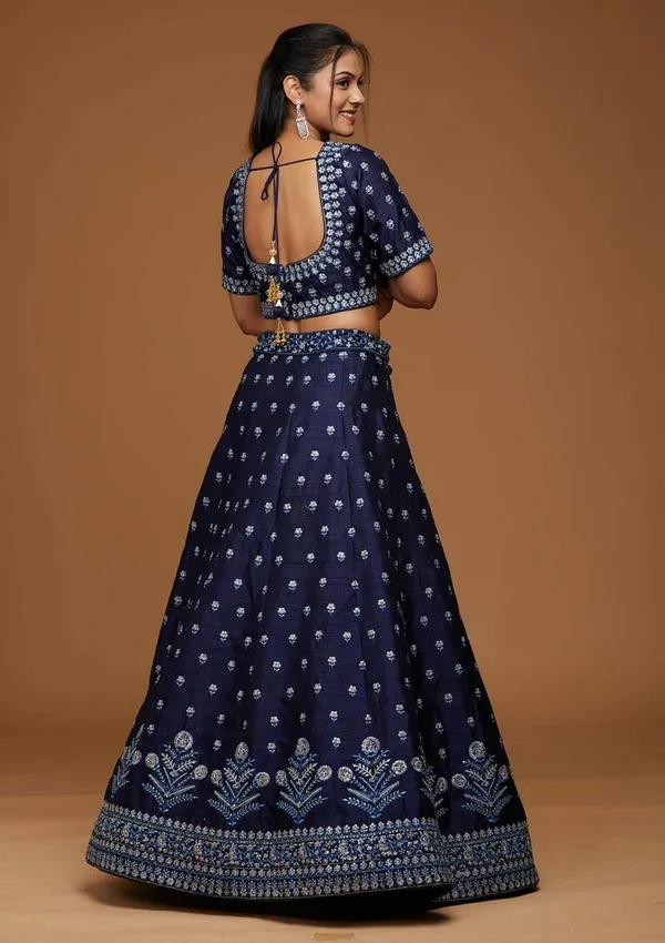 Blue_Embroidered_Semi_Stitched_Lehenga_Choli__For_Women