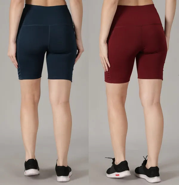 Pack_of_2_Maroon_&_Blue_Polyester_Blend_Solid_Western_Sportswear_Tights_Shorts_For_Women