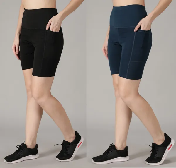 Pack_of_2_Black_&_Blue_Polyester_Blend_Solid_Western_Sportswear_Tights_Shorts_For_Women