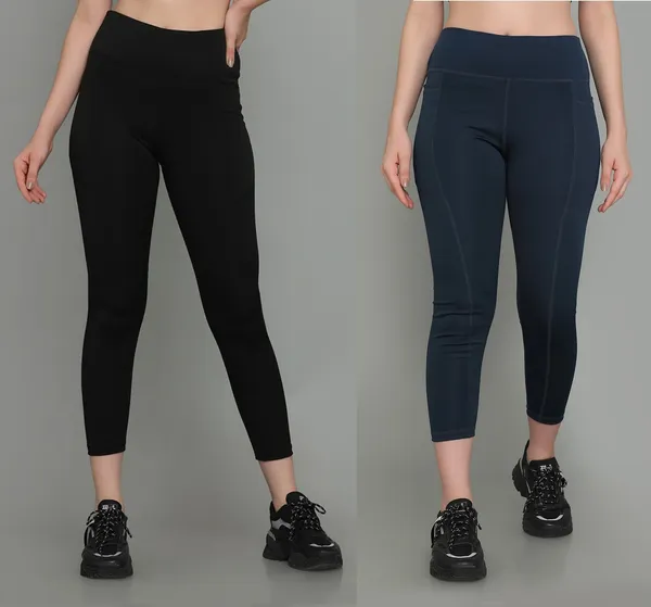 Pack_of_2_Black_&_Blue_Polyester_Solid_Western_Sportswear_Tights_For_Women
