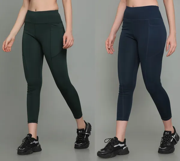 Pack_of_2_Blue_&_Dark_Green_Polyester_Solid_Western_Sportswear_Tights_For_Women
