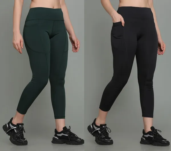 Pack_of_2_Dark_Green_&_Grey_Polyester_Solid_Western_Sportswear_Tights_For_Women