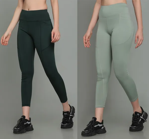 Pack_of_2_Dark_Green_&_Light_Green_Polyester_Solid_Western_Sportswear_Tights_For_Women