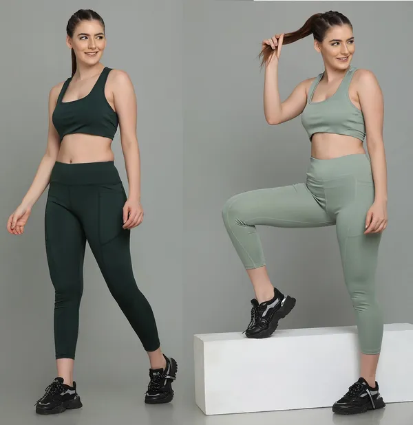 Pack_of_2_Dark_Green_&_Light_Green_Polyester_Solid_Western_Sportswear_Tights_For_Women