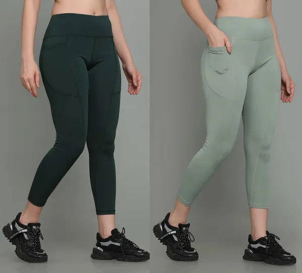 Pack_of_2_Dark_Green_&_Light_Green_Polyester_Solid_Western_Sportswear_Tights_For_Women