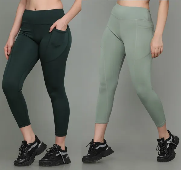 Pack_of_2_Dark_Green_&_Light_Green_Polyester_Solid_Western_Sportswear_Tights_For_Women