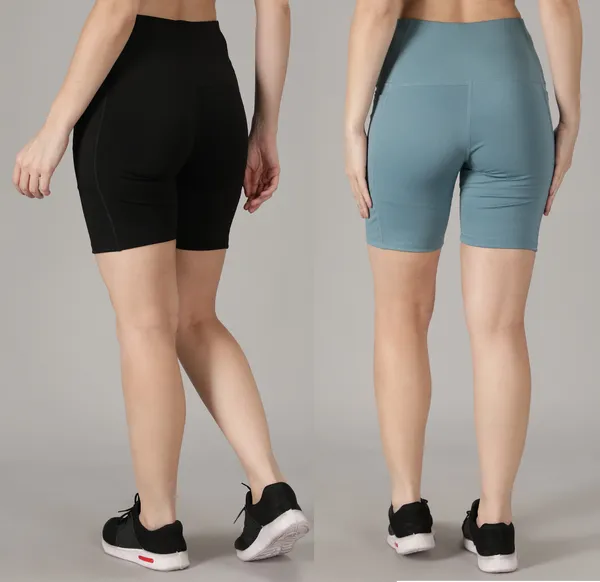 Pack_of_2_Black_&_Light_Blue_Polyester_Blend_Solid_Western_Sportswear_Tights_Shorts_For_Women