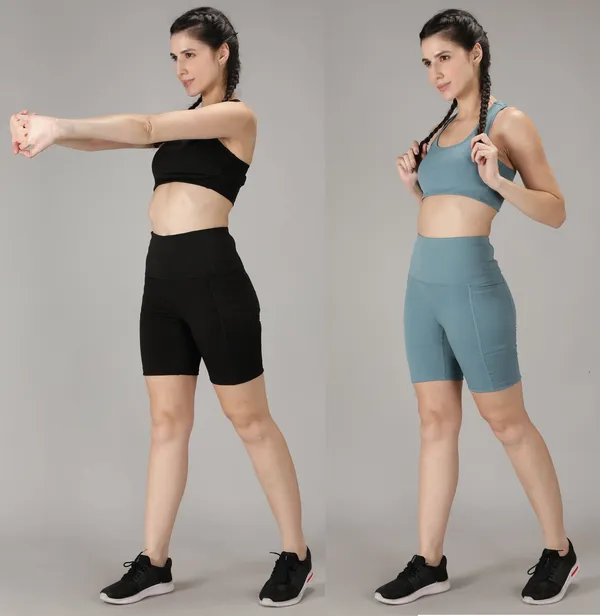 Pack_of_2_Black_&_Light_Blue_Polyester_Blend_Solid_Western_Sportswear_Tights_Shorts_For_Women