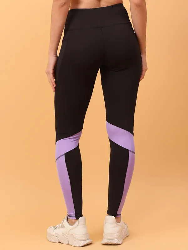 Black_&_Purple_Polyester_Blend_Color_Block_Western_Sportswear_Gym_Tights_For_Women