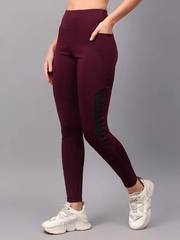 Maroon_Polyester_Blend_Solid_Western_Sportswear_Gym_Tights_For_Women