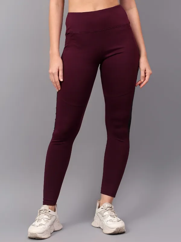 Maroon_Polyester_Blend_Solid_Western_Sportswear_Gym_Tights_For_Women