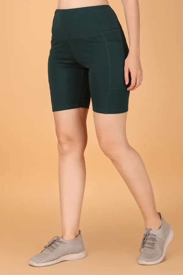 Dark_Green_Lycra_Blend_Solid_Western_Sportswear_Gym_Tights_Shorts_Shorts_For_Women