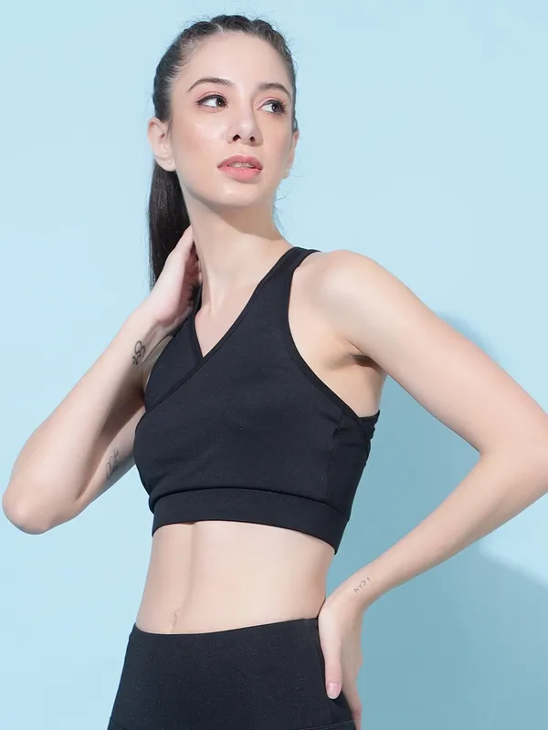 Black_Polyester_Solid_Sports_Lightly_Padded_Bra_For_Women