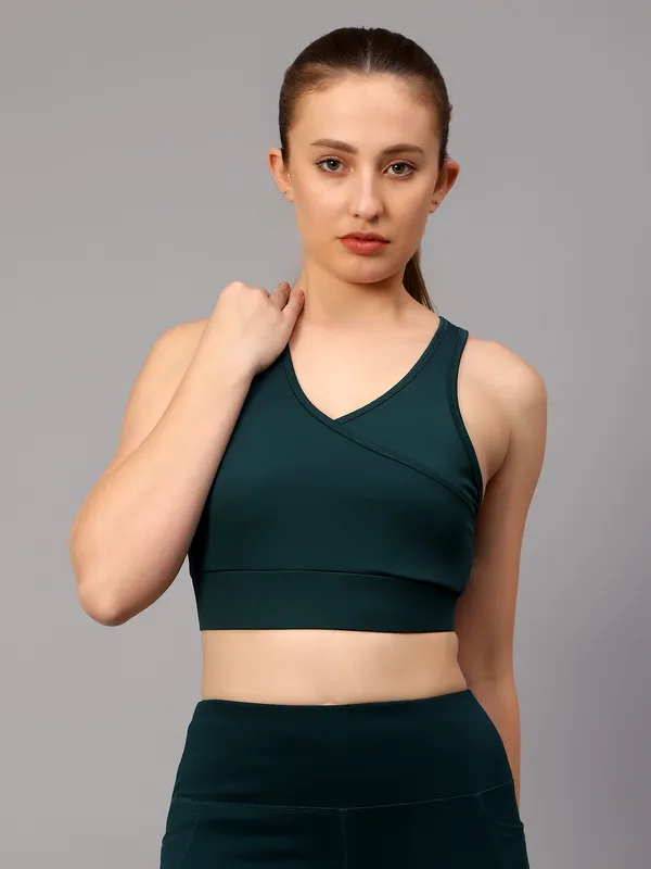 Dark_Green_Polyester_Solid_Sports_Lightly_Padded_Bra_For_Women