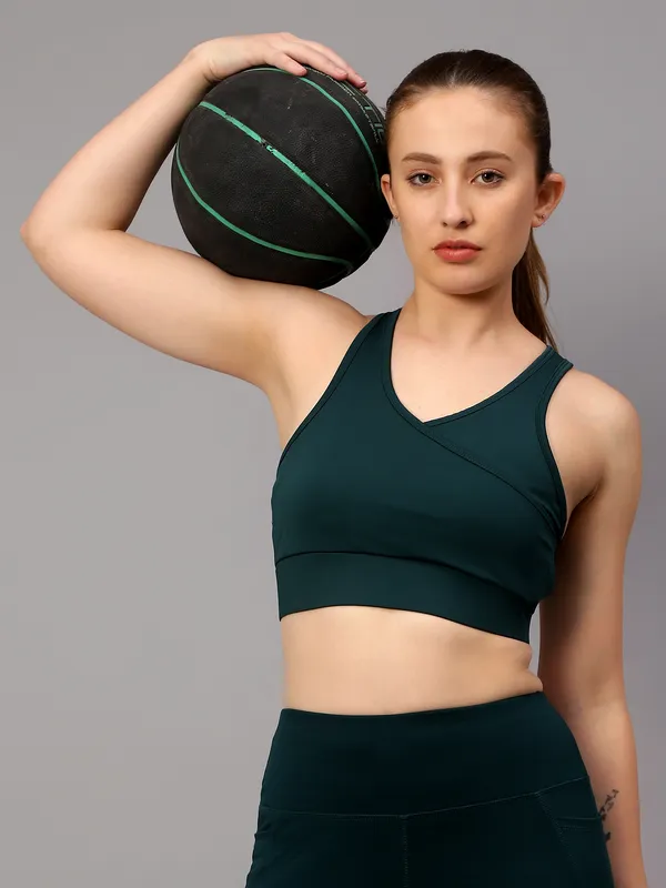 Dark_Green_Polyester_Solid_Sports_Lightly_Padded_Bra_For_Women