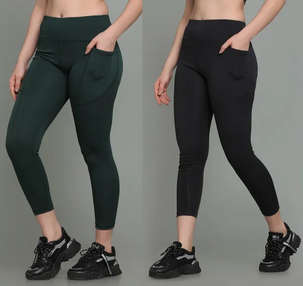 Pack_of_2_Dark_Green_&_Grey_Polyester_Solid_Western_Sportswear_Tights_For_Women