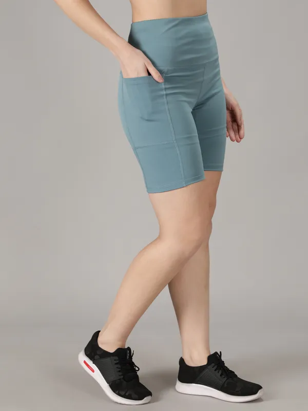 Light_Blue_Lycra_Blend_Solid_Western_Sportswear_Gym_Tights_Shorts_For_Women
