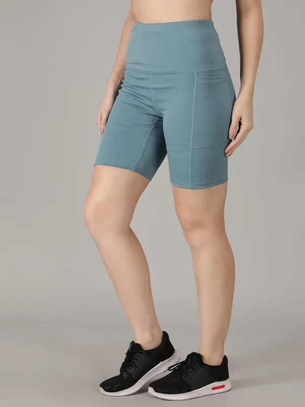 Light_Blue_Lycra_Blend_Solid_Western_Sportswear_Gym_Tights_Shorts_For_Women