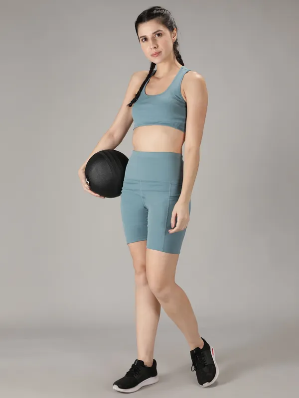 Light_Blue_Lycra_Blend_Solid_Western_Sportswear_Gym_Tights_Shorts_For_Women
