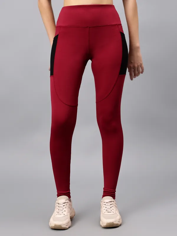 Maroon_Polyester_Blend_Solid_Western_Sportswear_Gym_Tights_For_Women