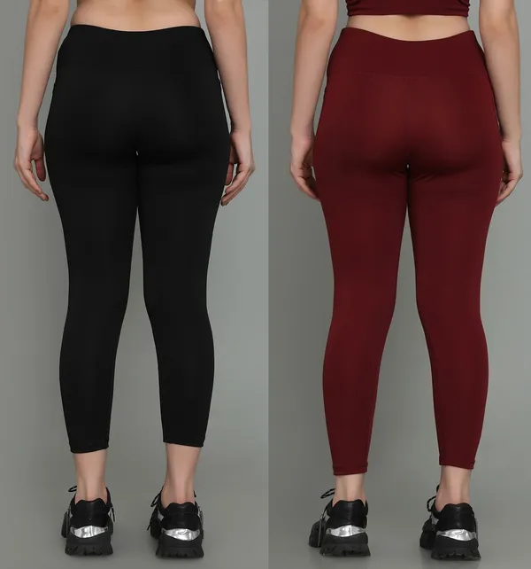 Pack_of_2_Maroon_&_Black_Polyester_Solid_Western_Sportswear_Tights_For_Women