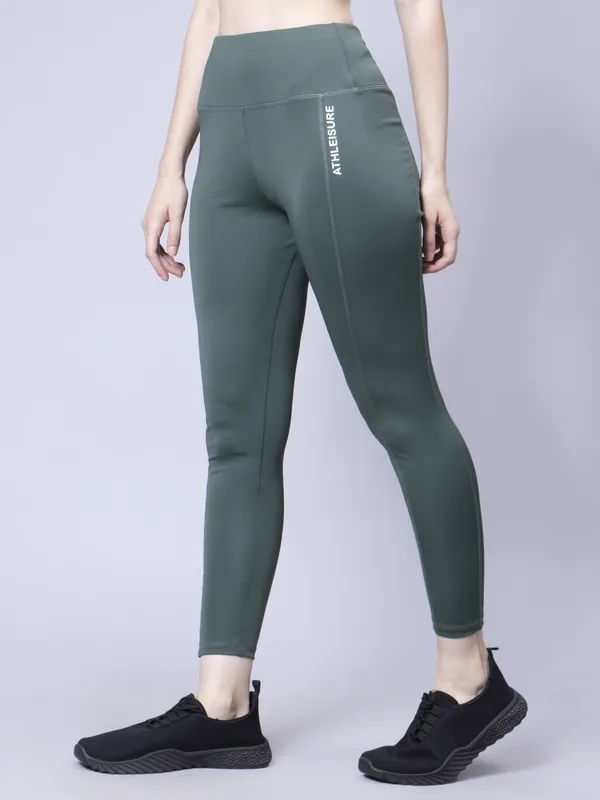 Dark_Green_Polyester_Blend_Solid_Western_Sportswear_Tights_For_Women