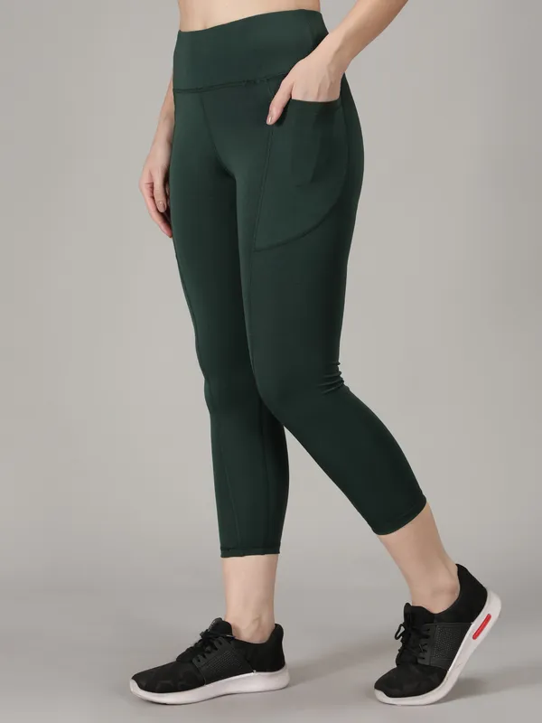 Dark_Green_Polyester_Solid_Ankle_Length_Tight_For_Women