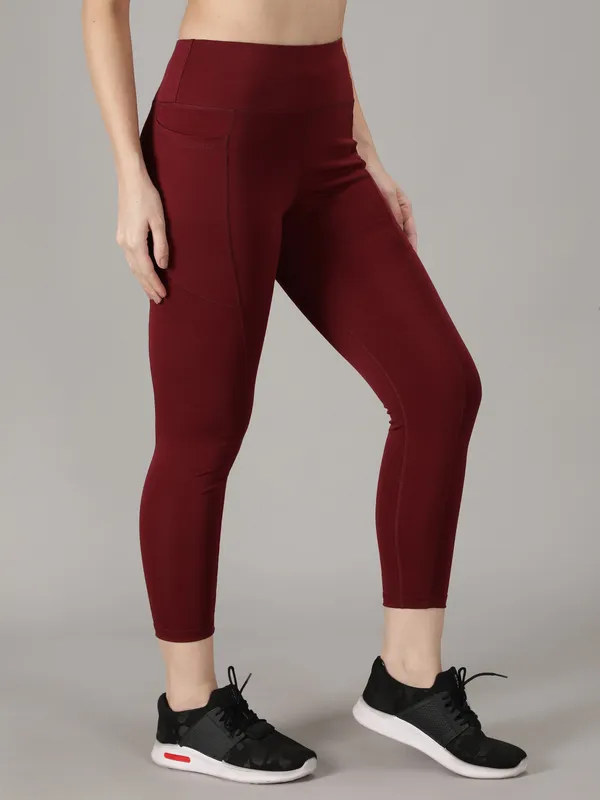 Maroon_Polyester_Solid_Western_Sportswear_Tights_For_Women