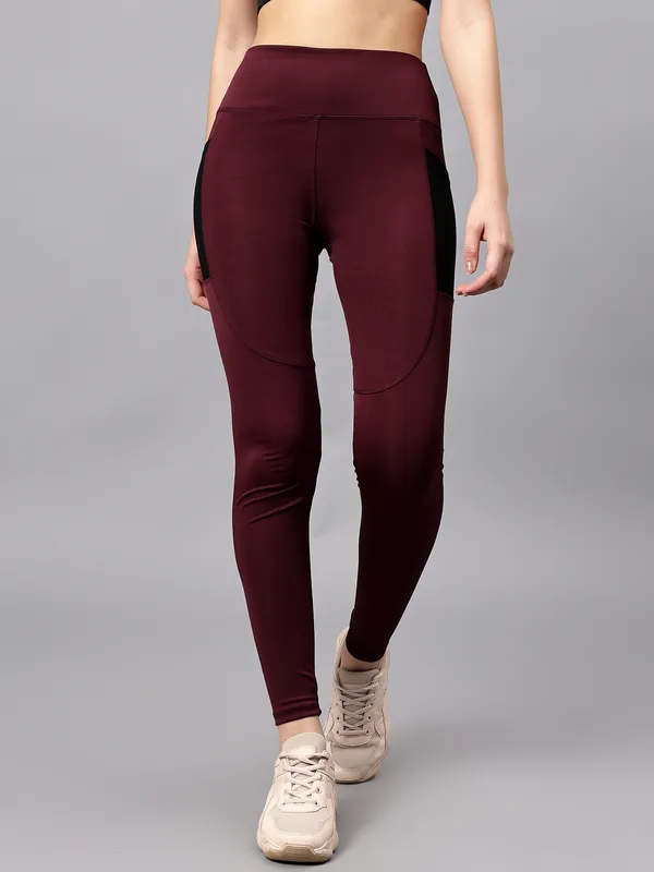 Maroon__Polyester_Blend_Solid_Western_Sportswear_Gym_Tights_For_Women
