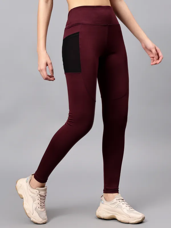 Maroon__Polyester_Blend_Solid_Western_Sportswear_Gym_Tights_For_Women