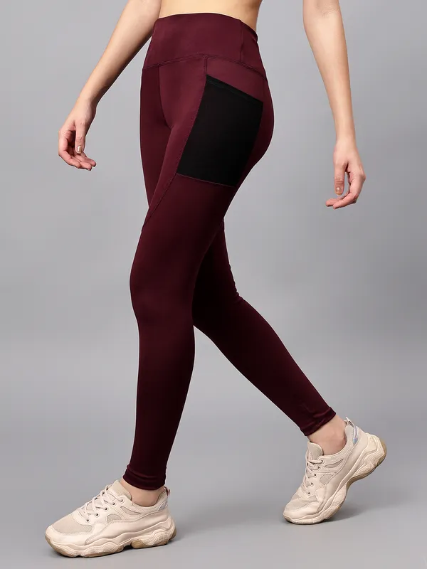 Maroon__Polyester_Blend_Solid_Western_Sportswear_Gym_Tights_For_Women