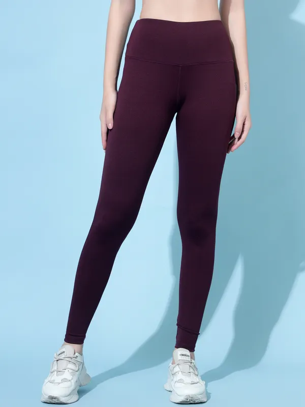 Maroon_Polyester_Blend_Solid_Western_Sportswear_Tights_For_Women