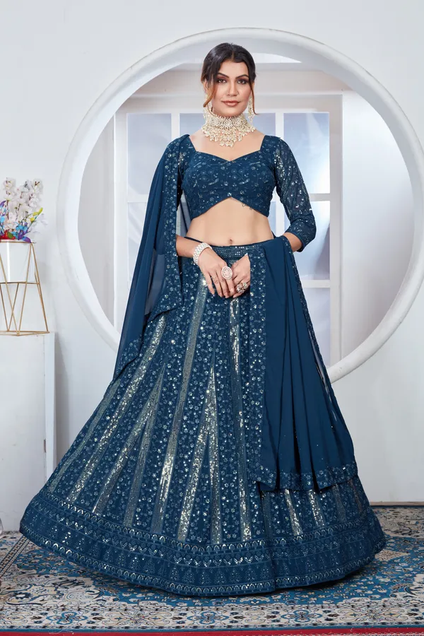 Firozi_color_Embroidery_&_Sequence_work_Designer_Lehenga_Choli.