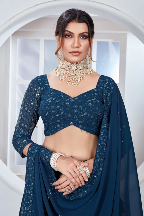 Firozi_color_Embroidery_&_Sequence_work_Designer_Lehenga_Choli.