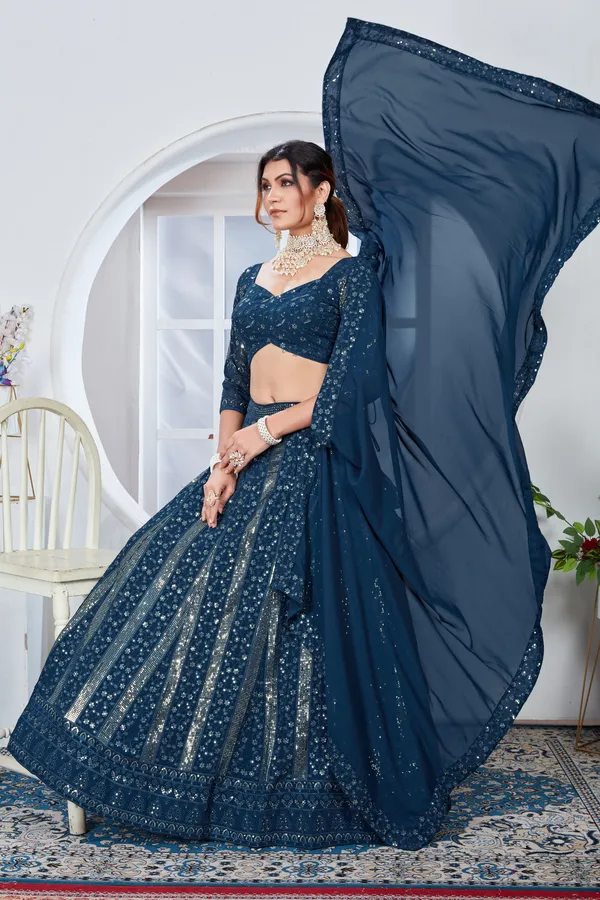 Firozi_color_Embroidery_&_Sequence_work_Designer_Lehenga_Choli.