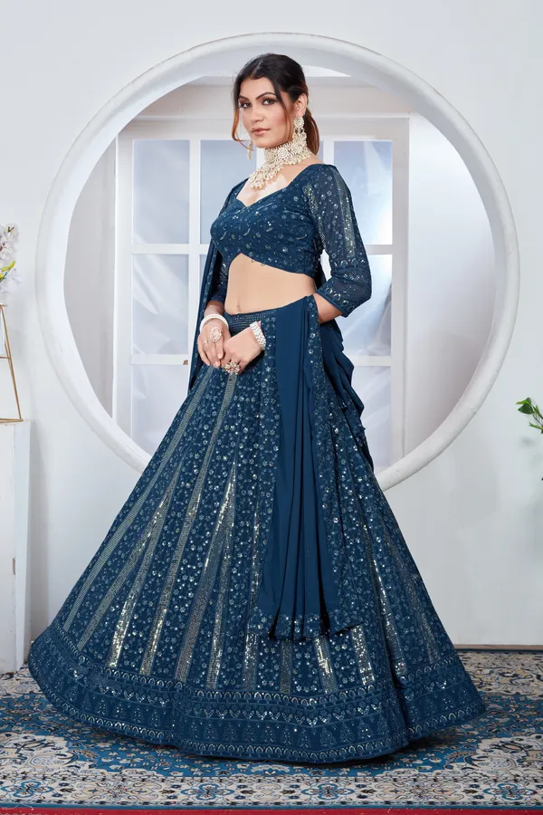 Firozi_color_Embroidery_&_Sequence_work_Designer_Lehenga_Choli.