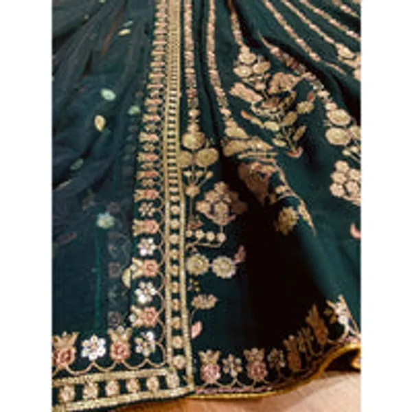 Green_color_Designer_Thread,_Zari_Embroidery_&_Sequence_work_Lehenga_Choli