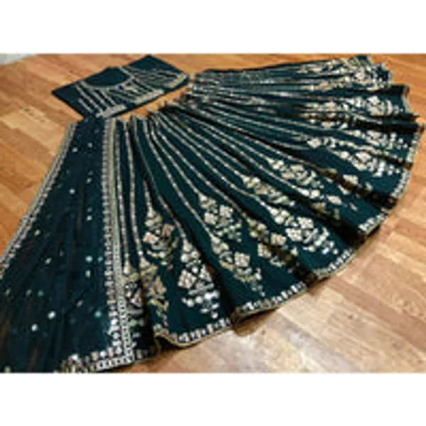 Green_color_Designer_Thread,_Zari_Embroidery_&_Sequence_work_Lehenga_Choli