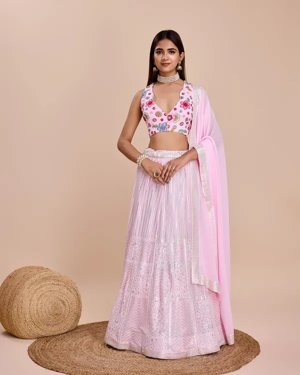Light_Pink_color_Sequence_Embroidery_work_Designer_Lehenga_Choli