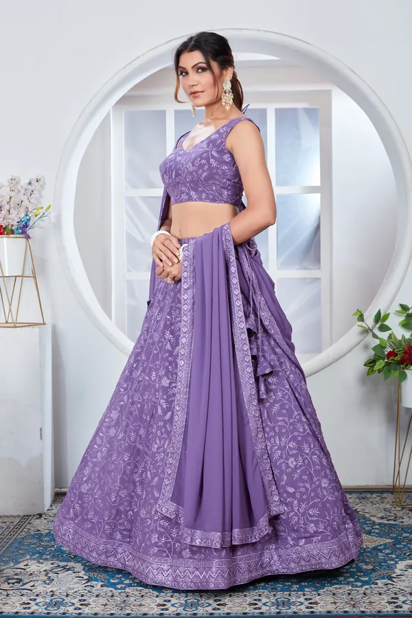 Light_Purple_color_Sequence_Thread_work_Designer_Lehenga_Choli.