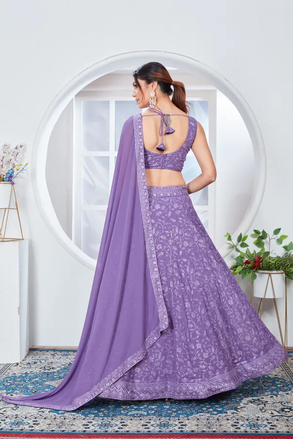 Light_Purple_color_Sequence_Thread_work_Designer_Lehenga_Choli.