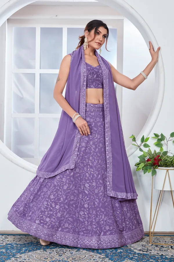 Light_Purple_color_Sequence_Thread_work_Designer_Lehenga_Choli.