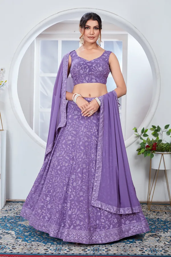 Light_Purple_color_Sequence_Thread_work_Designer_Lehenga_Choli.