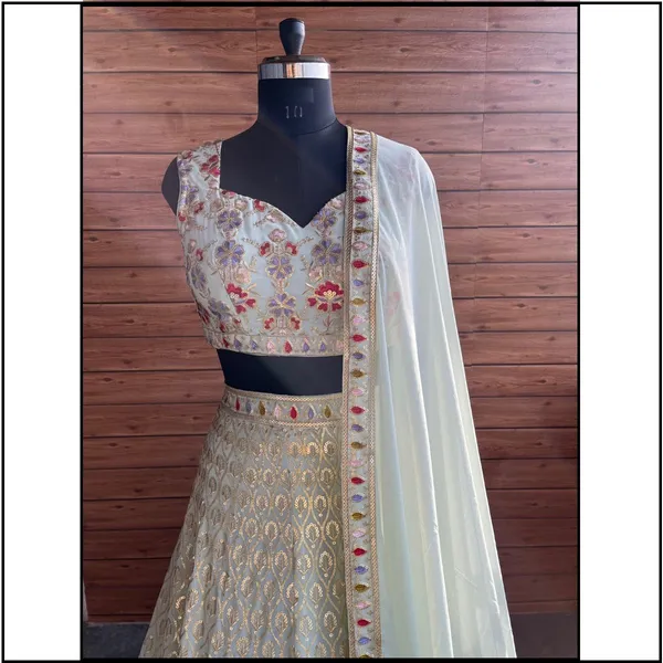 Light_pista_color_Sequence_Embroidery_work_Designer_Lehenga_Choli.